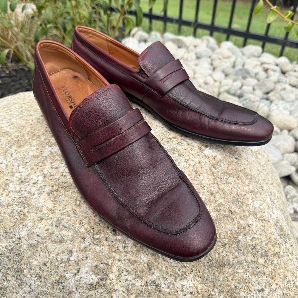 Florsheim Men's Penny Loafers Burgundy Leather Size 13D Slip-On Casual Shoes